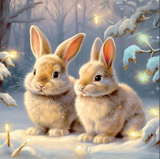 Christmas Rabbit Bunny Snow  -Luncheon Size