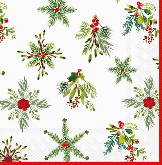 Christmas Tree Snowflakes Paper Napkin - Luncheon Size