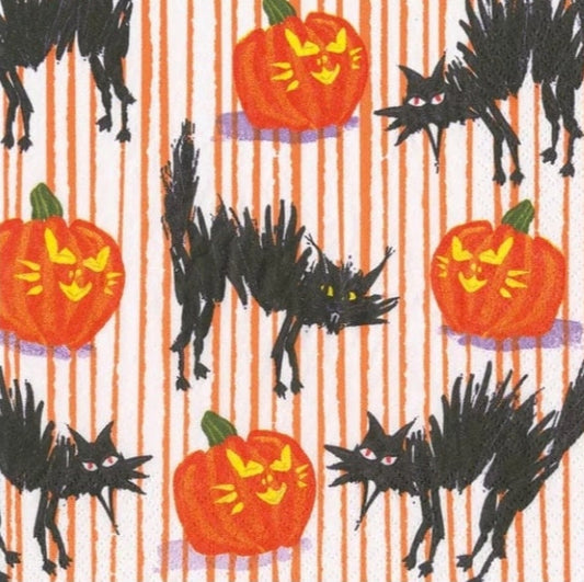 Halloween Scaredy Cat Paper Napkin - Cocktail Size