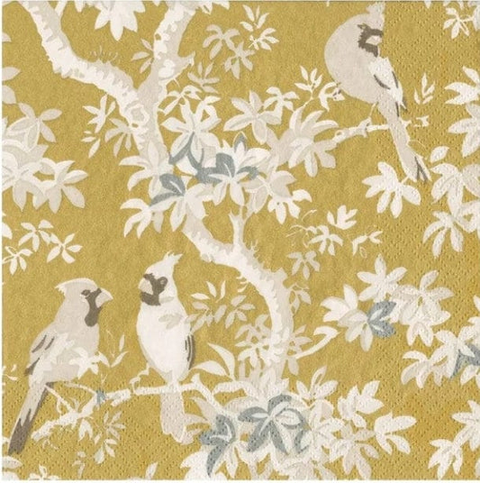Chinoiserie Gold Bird Paper Napkin - Cocktail Size