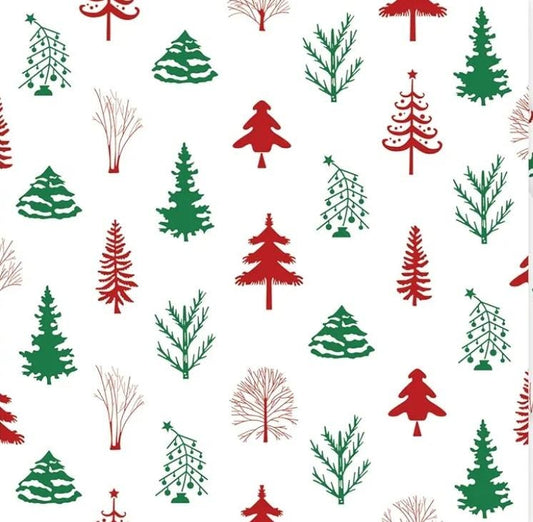 Christmas Tree Red Green Paper Napkin - Cocktail Size