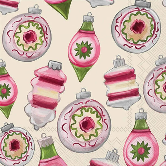 Christmas Vintage Ornaments Paper Napkin -  Cocktail Size