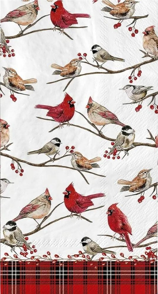 Cardinal Bird Burlap Music Paper Napkin -  Guest Size