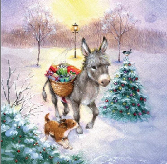Christmas Donkey Paper Napkin - Cocktail Size