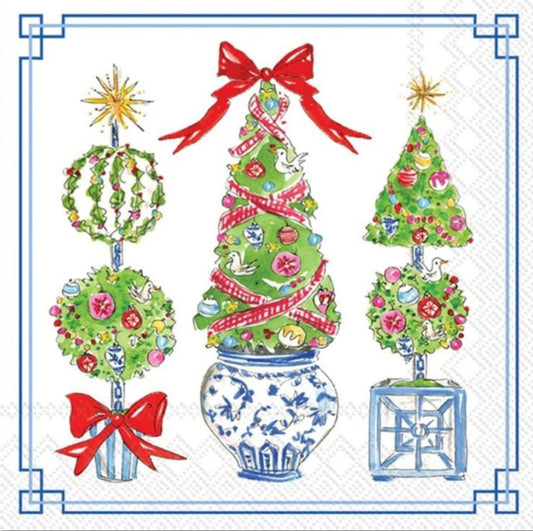 Christmas Tree Topiary Paper Napkin - Cocktail Size