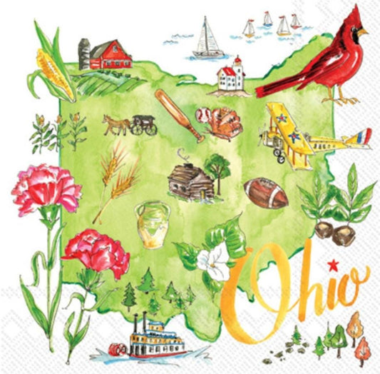 Ohio State Paper Napkin - Cocktail Size