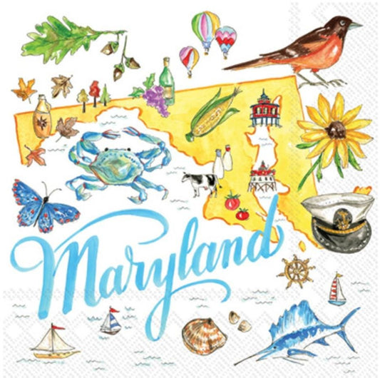Maryland State Paper Napkin - Cocktail Size