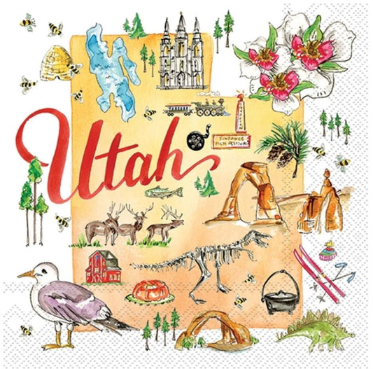 Utah State Paper Napkin - Cocktail Size