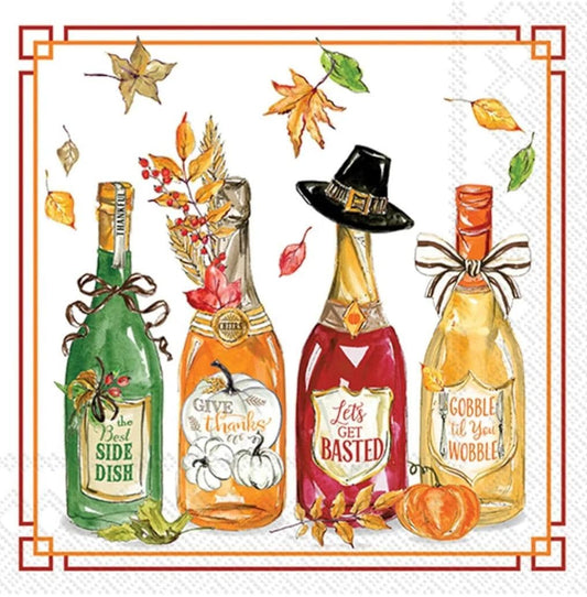 Thanksgiving Fall Drinks Bar Paper Napkin - Cocktail Size
