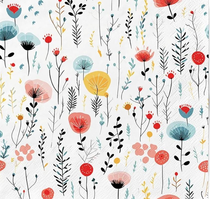 Wildflower &  Poppy Paper Napkin - Luncheon Size