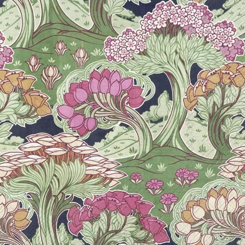 Pink Floral Forest Paper Napkin - Luncheon Size