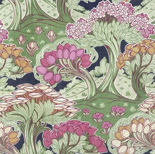Pink Floral Forest Paper Napkin - Luncheon Size