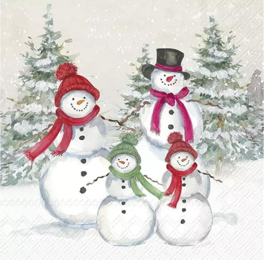 Snowman Family Paper Napkin - Luncheon Size