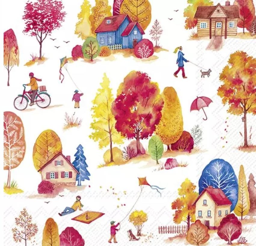 Fall Autumn Fun Bike Kite Dog - Luncheon Size