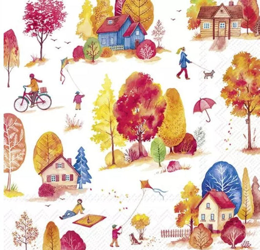 Fall Autumn Fun Bike Kite Dog - Luncheon Size