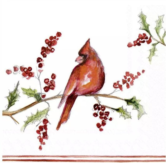 Cardinal Bird Paper Napkin - Cocktail Size
