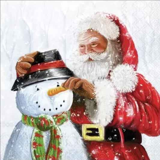 Santa & Snowman Paper Napkin - Cocktail Size