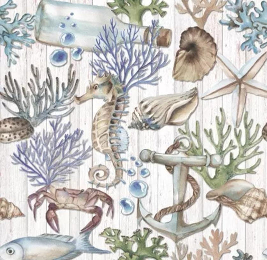 Seahorse Coral Beach Paper Napkin - Luncheon Size