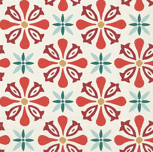Christmas Snowflakes Stars Geometric Paper Napkin - Luncheon Size