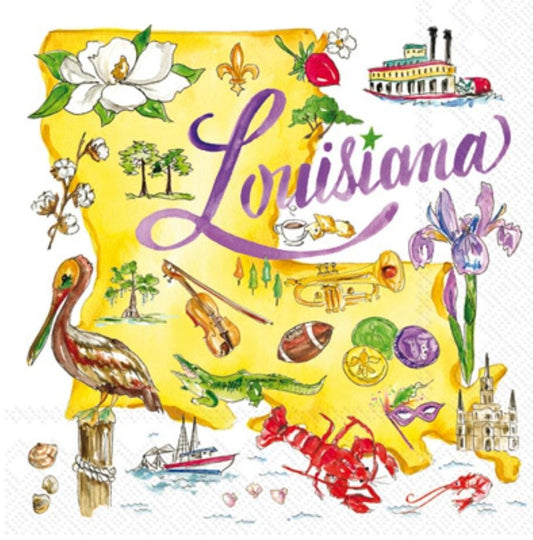 Louisiana State Paper Napkin - Cocktail Size
