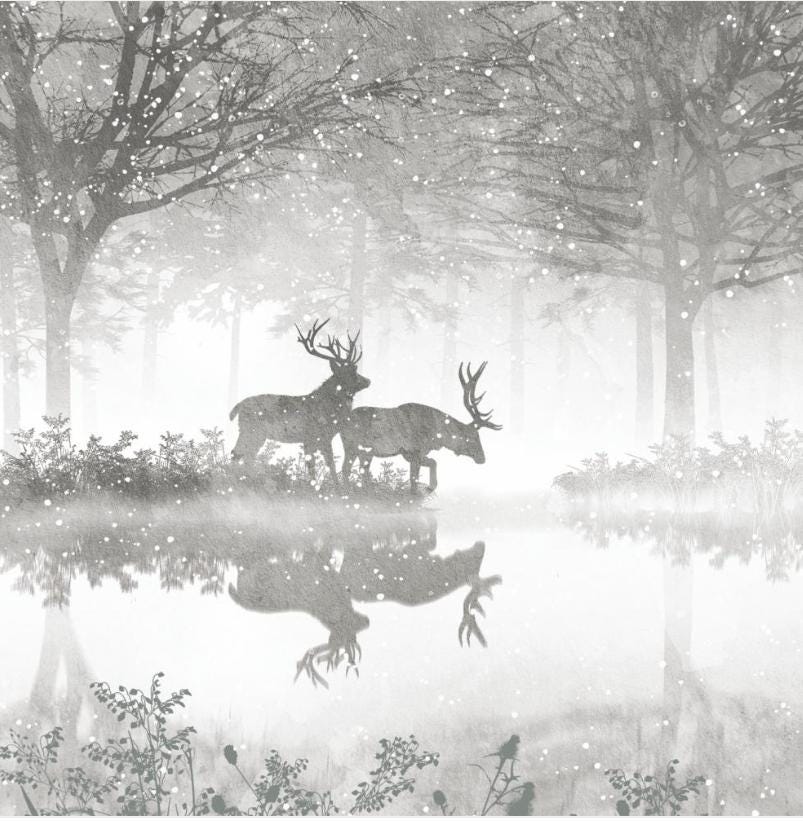 Christmas Deer Forest Paper Napkin - Cocktail Size
