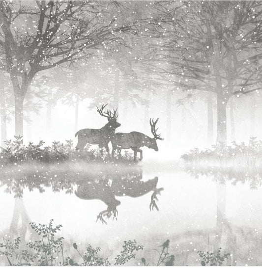 Christmas Deer Forest Paper Napkin - Cocktail Size