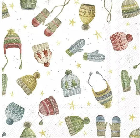 Christmas Hats Gloves Mittens Paper Napkin - Luncheon Size