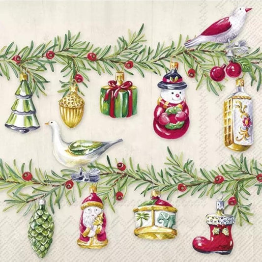 Christmas Garland & Ornaments Paper Napkin - Luncheon Size