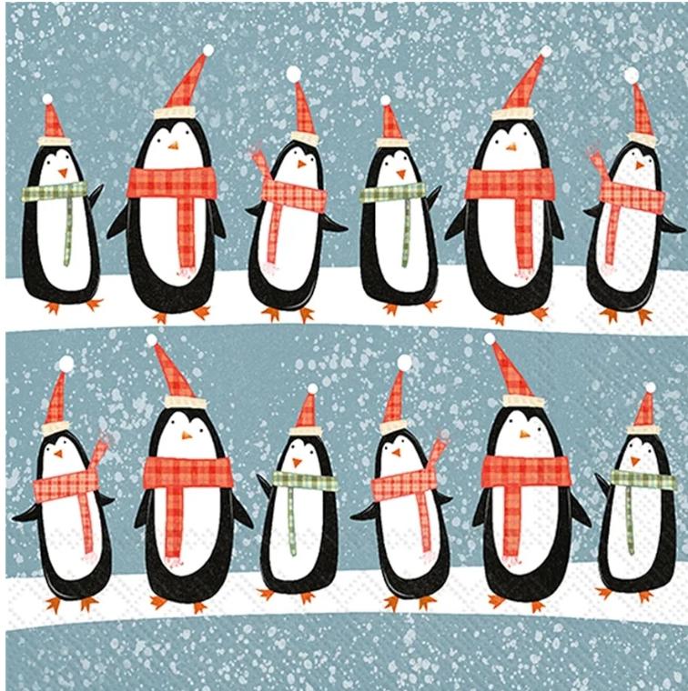 Christmas Penguin Paper Napkin - Cocktail Size