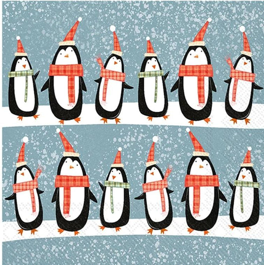 Christmas Penguin Paper Napkin - Cocktail Size