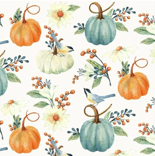 Fall Pumpkin Birds Paper Napkin - Cocktail Size