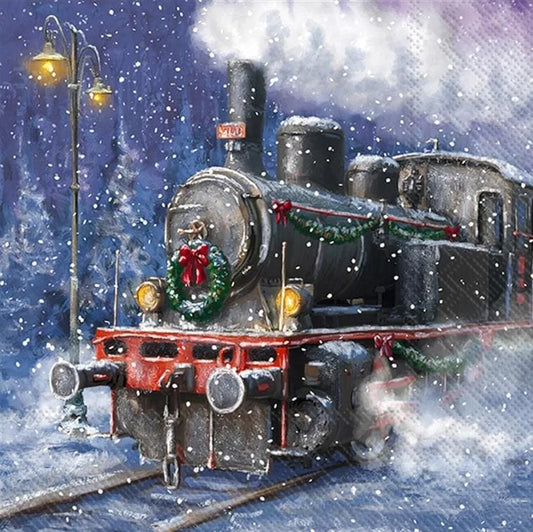 Christmas Train Paper Napkin - Cocktail Size