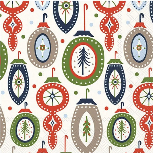 Christmas Ornaments Paper Napkin -  Cocktail Size
