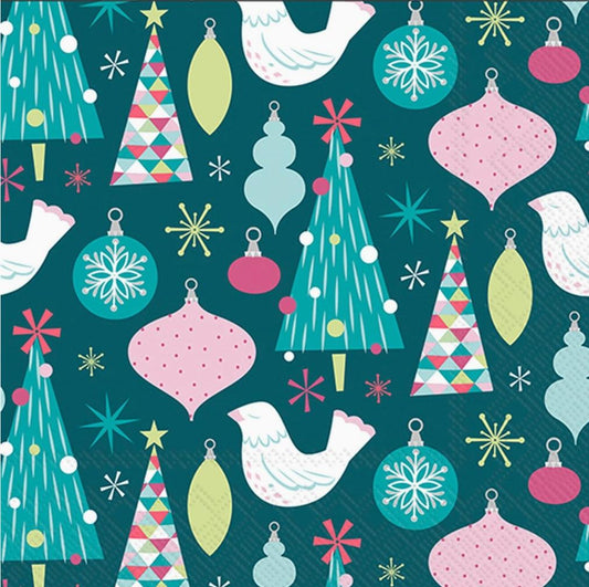 Christmas Patridge Ornaments Trees Animals  Paper Napkin - Cocktail Size