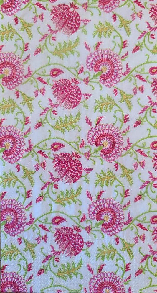 Pink Flower Paisley Jacobean Paper Napkin - Guest Size