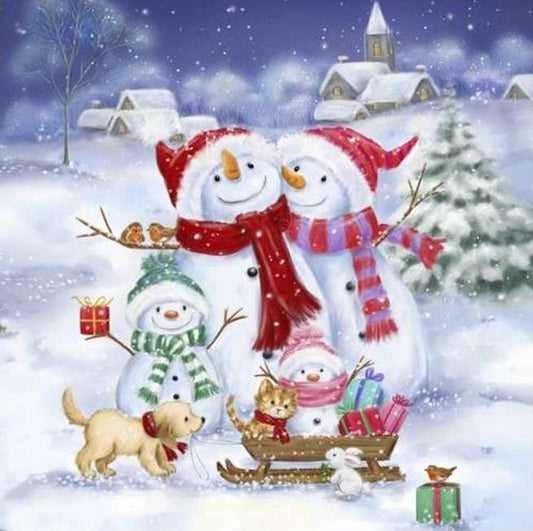 Snowman Family Paper Napkin - Luncheon Size