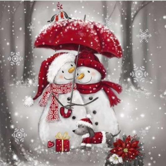 Snowman Family Paper Napkin - Luncheon Size