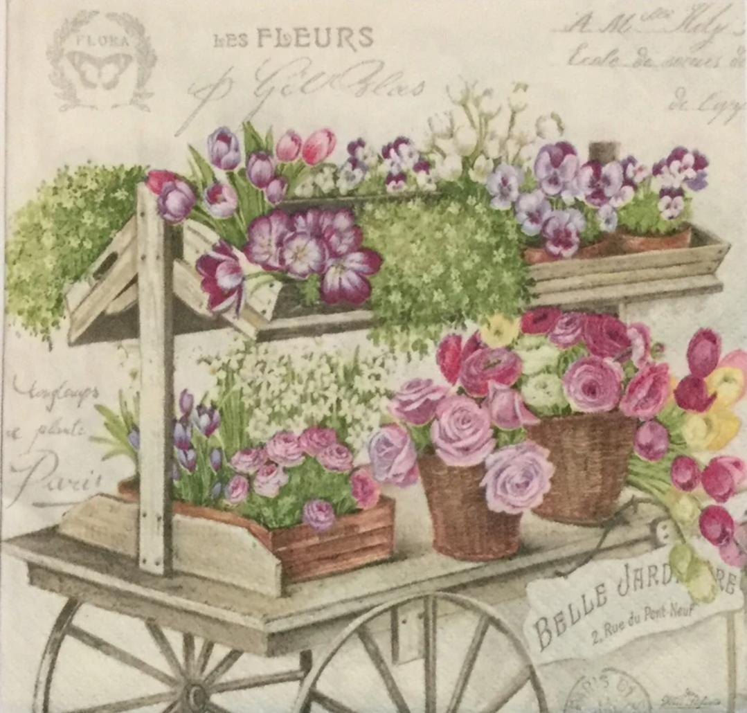 Rose Flower Market French Paper Napkin - Luncheon Size