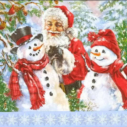 Snowman Santa Paper Napkin - Luncheon Size