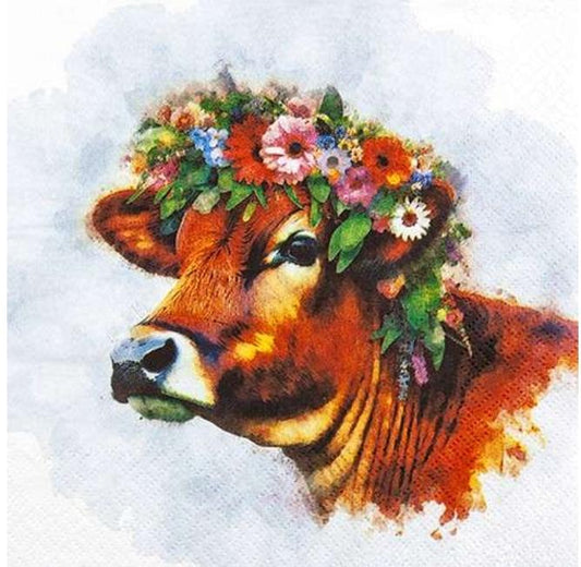 Cow Red Flower Crown Paper Napkin - Luncheon Size