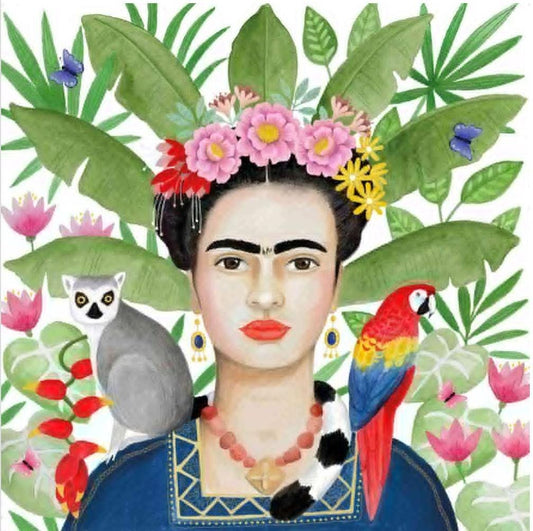 Frida Woman Monkey Parrot Paper Napkin - Luncheon Size
