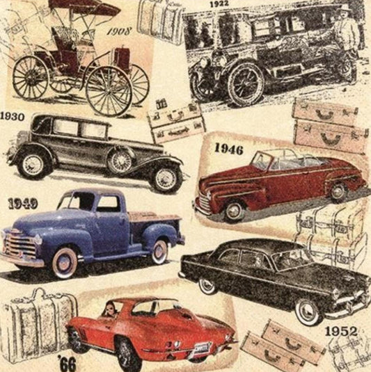 Vintage Cars Trucks Paper Napkin -  Luncheon Size