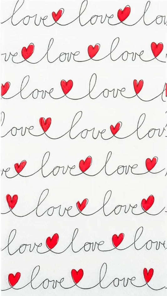 Valentines Love Script Paper Napkin - Guest Size