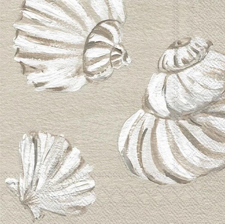 White Beach Seashells Neutral Paper Napkin - Cocktail Size