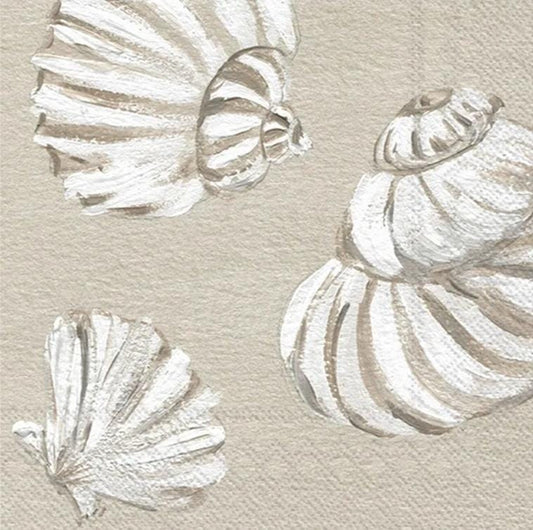 White Beach Seashells Neutral Paper Napkin - Cocktail Size