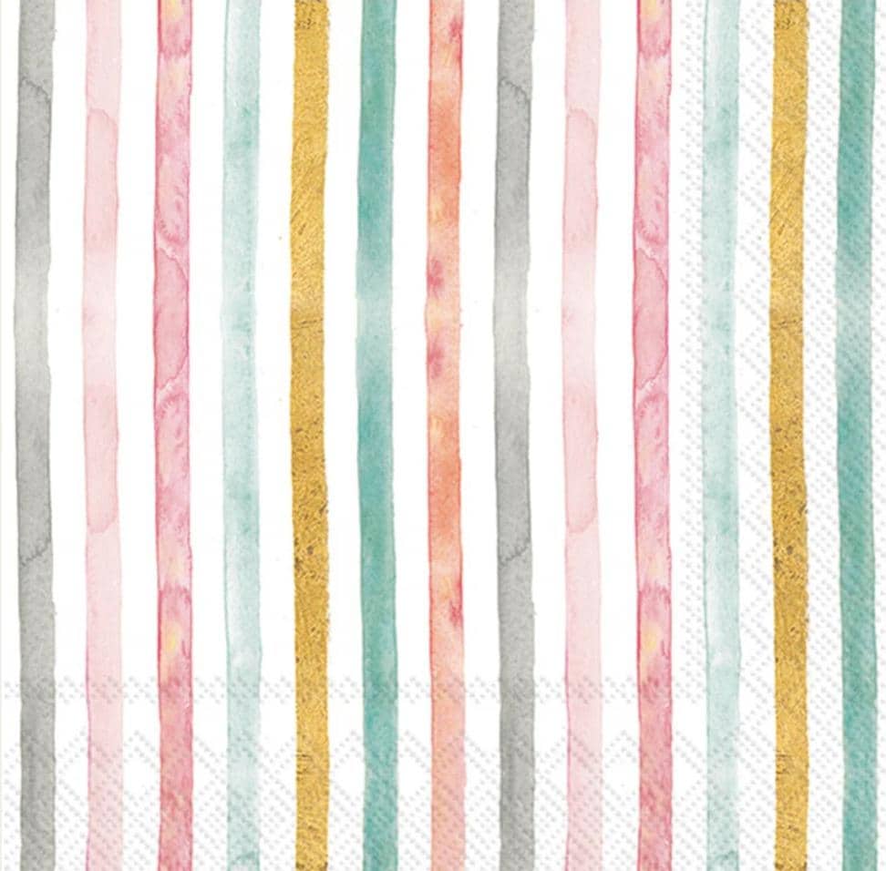Stripes Beach Coastal Paper Napkin - Cocktail Size