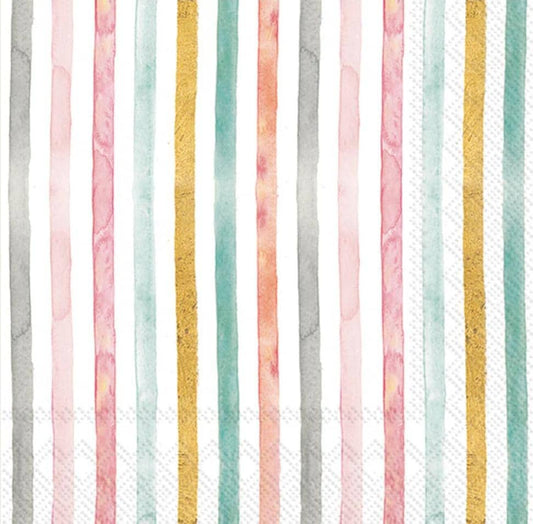 Stripes Beach Coastal Paper Napkin - Cocktail Size