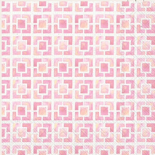 Pink Tile Geometric Paper Napkin - Cocktail Size
