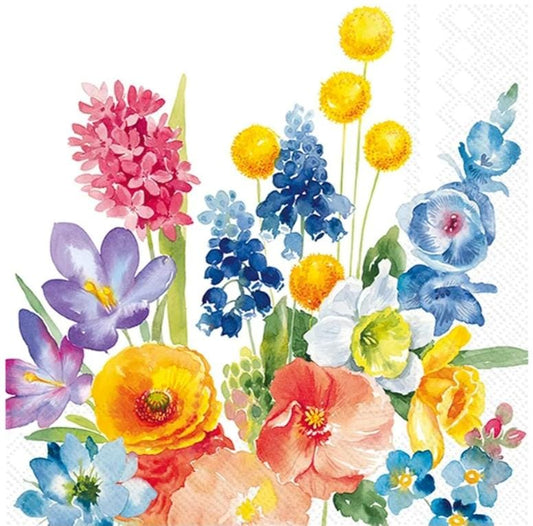 Bright Flower Meadow Paper Napkin - Cocktail Size
