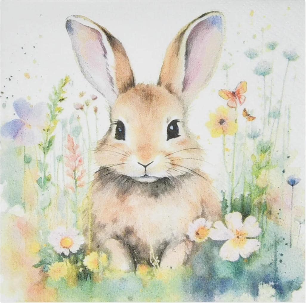 Easter Bunny Watercolor Paper Napkin - Cocktail Size